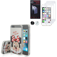 Apple iPhone 5/ 5S/ SE: Coque Housse silicone TPU Transparente Ultra-Fine Dessin animé jolie - Minnie Mouse + 1 Film de protection d'écran Verre Trempé