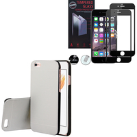 Apple iPhone 6/ 6s: Etui Housse Pochette Accessoires Coque de protecteur en Metal Aluminum - ARGENT + 1 Film de protection d'écran Verre Trempé