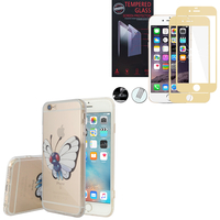 Apple iPhone 6/ 6s: Coque Housse silicone TPU Transparente Ultra-Fine Dessin animé jolie - Butterfree + 1 Film de protection d'écran Verre Trempé