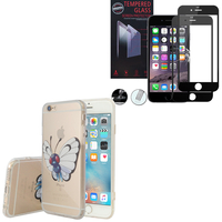 Apple iPhone 6/ 6s: Coque Housse silicone TPU Transparente Ultra-Fine Dessin animé jolie - Butterfree + 1 Film de protection d'écran Verre Trempé