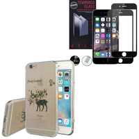 Apple iPhone 6/ 6s: Coque Housse silicone TPU Transparente Ultra-Fine Dessin animé jolie - Cerf1 + 1 Film de protection d'écran Verre Trempé