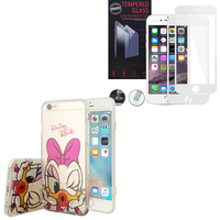 Apple iPhone 6/ 6s: Coque Housse silicone TPU Transparente Ultra-Fine Dessin animé jolie - Daisy Duck + 1 Film de protection d'écran Verre Trempé