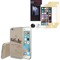 Apple iPhone 6/ 6s: Coque Housse silicone TPU Transparente Ultra-Fine Dessin animé jolie - Reveillon de Noel + 1 Film de protection d'écran Verre Trempé