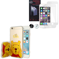 Apple iPhone 6/ 6s: Coque Housse silicone TPU Transparente Ultra-Fine Dessin animé jolie - Winnie the Pooh + 1 Film de protection d'écran Verre Trempé