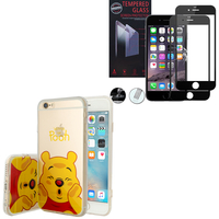 Apple iPhone 6/ 6s: Coque Housse silicone TPU Transparente Ultra-Fine Dessin animé jolie - Winnie the Pooh + 1 Film de protection d'écran Verre Trempé