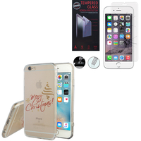 Apple iPhone 6/ 6s: Coque Housse silicone TPU Transparente Ultra-Fine Dessin animé jolie - Sapin de Noel + 1 Film de protection d'écran Verre Trempé