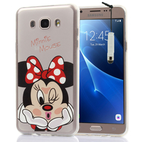 Samsung Galaxy On8 SM-J710FN/DF 5.5": Coque Housse silicone TPU Transparente Ultra-Fine Dessin animé jolie + mini Stylet - Minnie Mouse