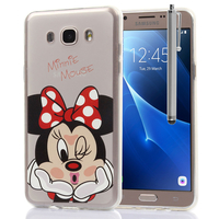 Samsung Galaxy J7 (2016) J710F/ Duos/ J710FN/ J710M/ J710H (non compatible Galaxy J7 (2015)): Coque Housse silicone TPU Transparente Ultra-Fine Dessin animé jolie + Stylet - Minnie Mouse