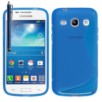 Samsung Galaxy Core Plus G3500/ Trend 3 G3502: Accessoire Housse Etui Pochette Coque S silicone gel + Stylet - BLEU