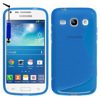 Samsung Galaxy Core Plus G3500/ Trend 3 G3502: Accessoire Housse Etui Pochette Coque S silicone gel + mini Stylet - BLEU