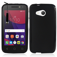 Alcatel Pixi 4 (4) 4.0": Accessoire Housse Etui Pochette Coque silicone gel + mini Stylet - NOIR