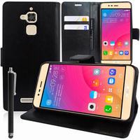 Asus Zenfone Pegasus 3 5.2" (non compatible Zenfone Pegasus 3S): Accessoire Etui portefeuille Livre Housse Coque Pochette support vidéo cuir PU + Stylet - NOIR