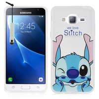 Samsung Galaxy Express Prime 4G LTE J320A/ Galaxy Sol 4G: Coque Housse silicone TPU Transparente Ultra-Fine Dessin animé jolie + mini Stylet - Stitch