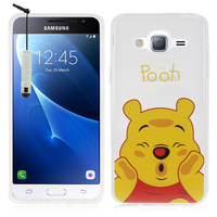 Samsung Galaxy Express Prime 4G LTE J320A/ Galaxy Sol 4G: Coque Housse silicone TPU Transparente Ultra-Fine Dessin animé jolie + mini Stylet - Winnie the Pooh