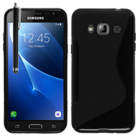 Samsung Galaxy Express Prime 4G LTE J320A/ Galaxy Sol 4G: Accessoire Housse Etui Pochette Coque Silicone Gel motif S Line + Stylet - NOIR