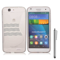 Huawei Ascend G7/ G7-L01/ G7-L03: Accessoire Housse Etui Pochette Coque S silicone gel + Stylet - TRANSPARENT