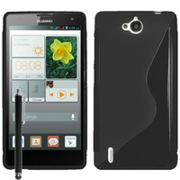 Huawei Ascend G740/ Orange Yumo: Accessoire Housse Etui Pochette Coque S silicone gel + Stylet - NOIR