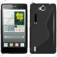 Huawei Ascend G740/ Orange Yumo: Accessoire Housse Etui Pochette Coque S silicone gel + mini Stylet - NOIR