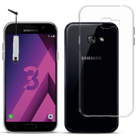 Samsung Galaxy A3 (2017) 4.7" A320F/FL A320Y/ A3 (2017) Duos (non compatible Version 2014/ 2015/ 2016): Accessoire Housse Etui Coque gel UltraSlim et Ajustement parfait + mini Stylet - TRANSPARENT