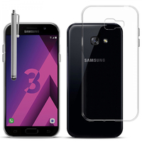 Samsung Galaxy A3 (2017) 4.7" A320F/FL A320Y/ A3 (2017) Duos (non compatible Version 2014/ 2015/ 2016): Accessoire Housse Etui Coque gel UltraSlim et Ajustement parfait + Stylet - TRANSPARENT
