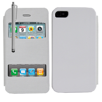 Apple iPhone 4/ 4S/ 4G: Accessoire Coque Etui Housse Pochette Plastique View Case + Stylet - BLANC