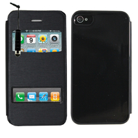 Apple iPhone 4/ 4S/ 4G: Accessoire Coque Etui Housse Pochette Plastique View Case + mini Stylet - NOIR