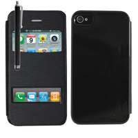 Apple iPhone 4/ 4S/ 4G: Accessoire Coque Etui Housse Pochette Plastique View Case + Stylet - NOIR