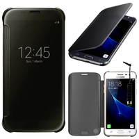 Samsung Galaxy J3 Pro: Coque Silicone gel rigide Livre rabat + mini Stylet - NOIR
