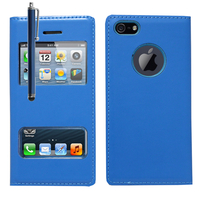 Apple iPhone 5/ 5S/ SE: Accessoire Coque Etui Housse Pochette Plastique View Case + Stylet - BLEU