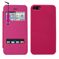 Apple iPhone 5/ 5S/ SE: Accessoire Coque Etui Housse Pochette Plastique View Case + mini Stylet - ROSE
