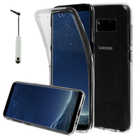 Samsung Galaxy S8 5.8" (non compatible Galaxy S8 Plus 6.2"): Coque Housse Silicone Gel TRANSPARENTE ultra mince 360° protection intégrale Avant et Arrière + mini Stylet - TRANSPARENT