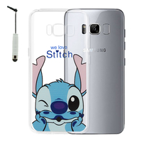 Samsung Galaxy S8 5.8" (non compatible Galaxy S8 Plus 6.2"): Coque Housse silicone TPU Transparente Ultra-Fine Dessin animé jolie + mini Stylet - Stitch