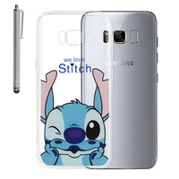 Samsung Galaxy S8 5.8" (non compatible Galaxy S8 Plus 6.2"): Coque Housse silicone TPU Transparente Ultra-Fine Dessin animé jolie + Stylet - Stitch