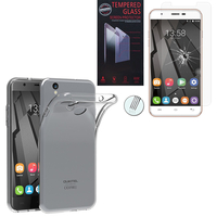 OUKITEL U7 Plus 4G 5.5": Etui Housse Pochette Accessoires Coque gel UltraSlim - TRANSPARENT + 1 Film de protection d'écran Verre Trempé