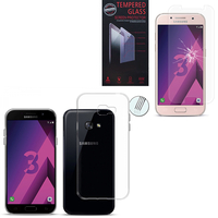 Samsung Galaxy A3 (2017) 4.7" A320F/FL A320Y/ A3 (2017) Duos: Etui Housse Pochette Accessoires Coque gel UltraSlim - TRANSPARENT + 1 Film de protection d'écran Verre Trempé
