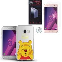 Samsung Galaxy A3 (2017) 4.7" A320F/FL A320Y/ A3 (2017) Duos: Coque Housse silicone TPU Transparente Ultra-Fine Dessin animé jolie - Winnie the Pooh + 1 Film de protection d'écran Verre Trempé