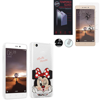 Xiaomi Redmi 3: Coque Housse silicone TPU Transparente Ultra-Fine Dessin animé jolie - Minnie Mouse + 1 Film de protection d'écran Verre Trempé