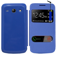 Samsung Galaxy Core Plus G3500/ Trend 3 G3502: Accessoire Coque Etui Housse Pochette Plastique View Case + mini Stylet - BLEU