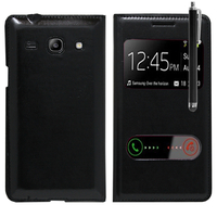 Samsung Galaxy Core Plus G3500/ Trend 3 G3502: Accessoire Coque Etui Housse Pochette Plastique View Case + Stylet - NOIR