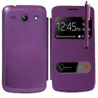 Samsung Galaxy Core Plus G3500/ Trend 3 G3502: Accessoire Coque Etui Housse Pochette Plastique View Case + Stylet - VIOLET