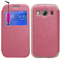 Samsung Galaxy Ace 4 Style LTE SM-G357FZ: Accessoire Coque Etui Housse Pochette Plastique View Case + mini Stylet - ROSE