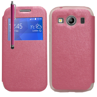 Samsung Galaxy Ace 4 Style LTE SM-G357FZ: Accessoire Coque Etui Housse Pochette Plastique View Case + Stylet - ROSE