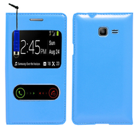 Samsung Galaxy Trend Lite S7390/ Galaxy Fresh Duos S7392: Accessoire Coque Etui Housse Pochette Plastique View Case + mini Stylet - BLEU