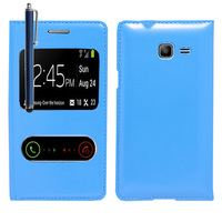 Samsung Galaxy Trend Lite S7390/ Galaxy Fresh Duos S7392: Accessoire Coque Etui Housse Pochette Plastique View Case + Stylet - BLEU
