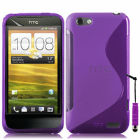 HTC One S/ Special Edition: Accessoire Housse Etui Pochette Coque Silicone Gel motif S Line + mini Stylet - VIOLET