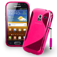 Samsung Galaxy Ace 2 i8160: Accessoire Housse Etui Pochette Coque Silicone Gel motif S Line + mini Stylet - ROSE