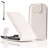 Samsung Nexus S i9020/ i9023: Accessoire Etui Housse Coque Pochette simili cuir à rabat vertical + mini Stylet - BLANC