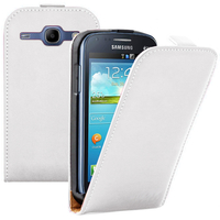 Samsung Galaxy Ace 3 S7270 S7272 S7275 LTE: Accessoire Housse Coque Pochette Etui protection vrai cuir à rabat vertical - BLANC
