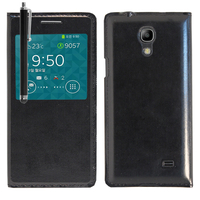 Samsung SM-G3518 Galaxy Core TD-LTE (non compatible SM-386F): Accessoire Coque Etui Housse Pochette Plastique View Case + Stylet - NOIR