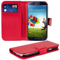 Samsung Galaxy S4 i9500/ i9505/ Value Edition I9515: Accessoire Etui portefeuille Livre Housse Coque Pochette cuir PU - ROUGE